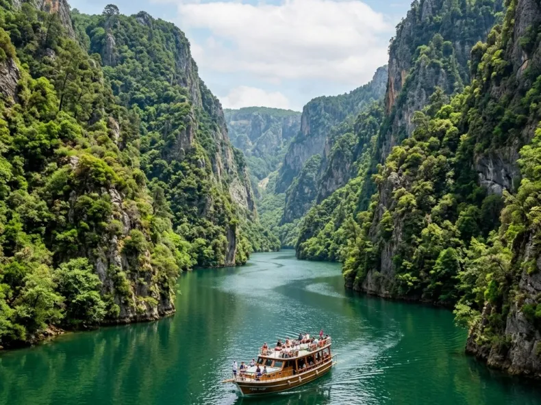 Green Canyon Catamaran Cruise from Side: Calm Waters & Wild Nature